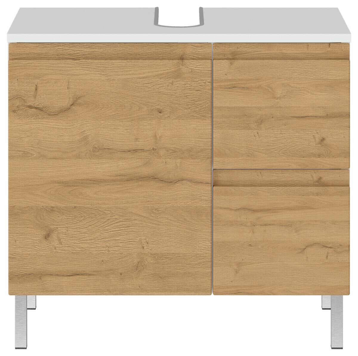 Waschbeckenunterschrank 4330-559 weiß Eiche Grand-Son Nachbildung B/H/T: ca. 60x56x34 cm