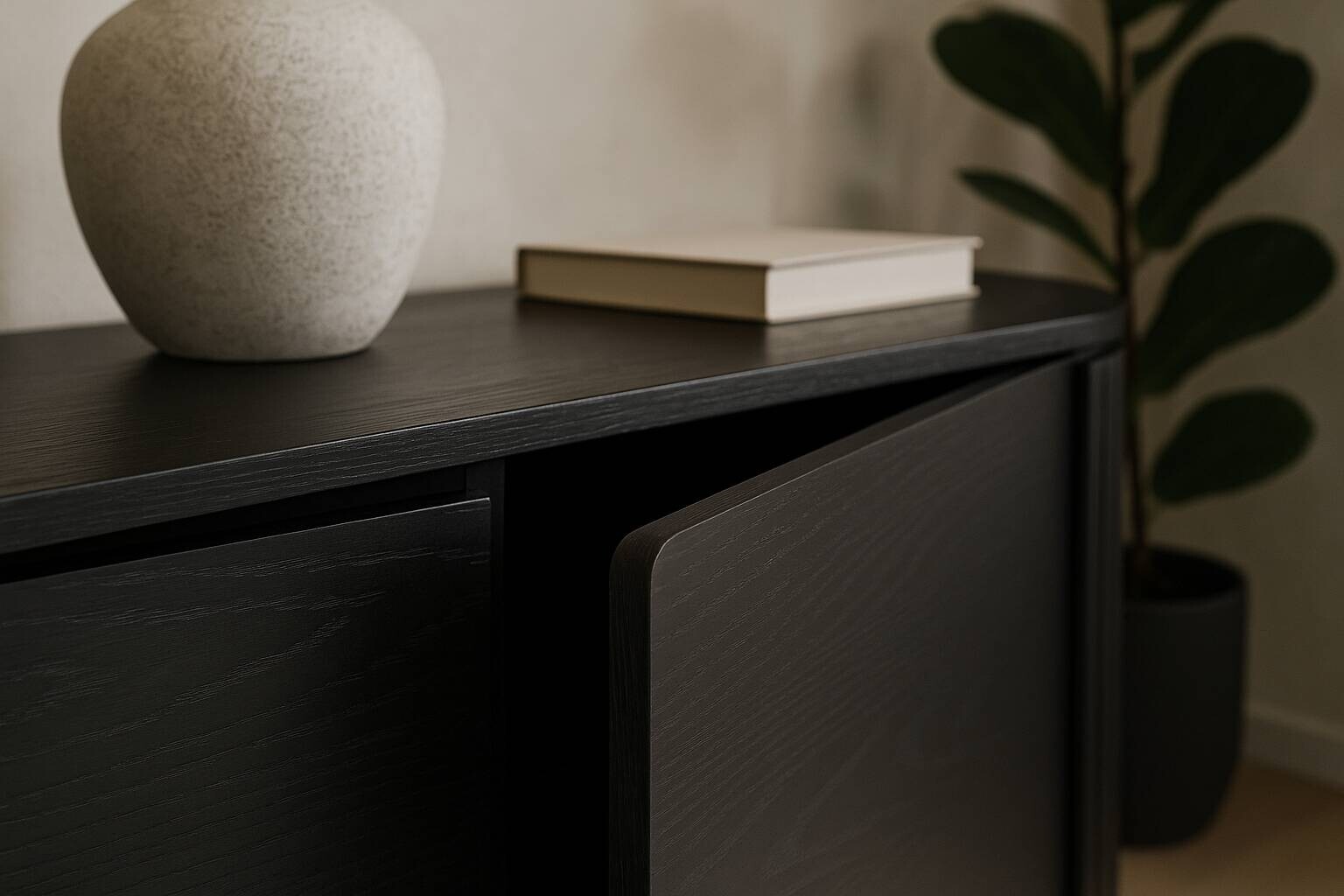 Kommode ALBERI schwarz B/H/T: ca. 160x76x40 cm