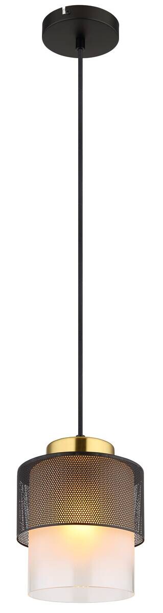 GLOBO Pendelleuchte klar schwarz Metall H/D: ca. 120x18 cm E27 1 Brennstellen