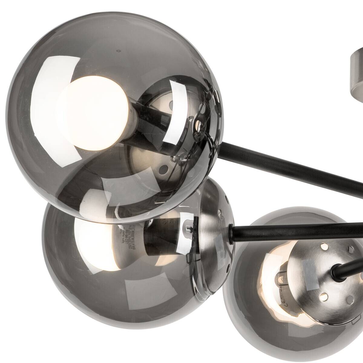 Lamkur Anbauleuchte Malena Chrom schwarz Glas Stahl B/H/L: ca. 64x20x64 cm E14 6 Brennstellen