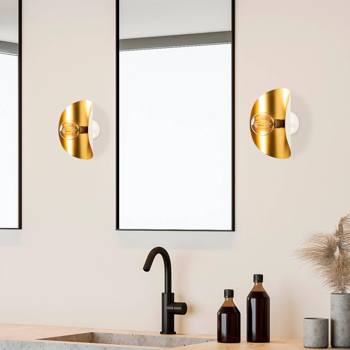 Opviq Wandleuchte Sivani gold weiß Eisen B/H/T/L: ca. 13x30x13x17 cm E27 1 Brennstellen