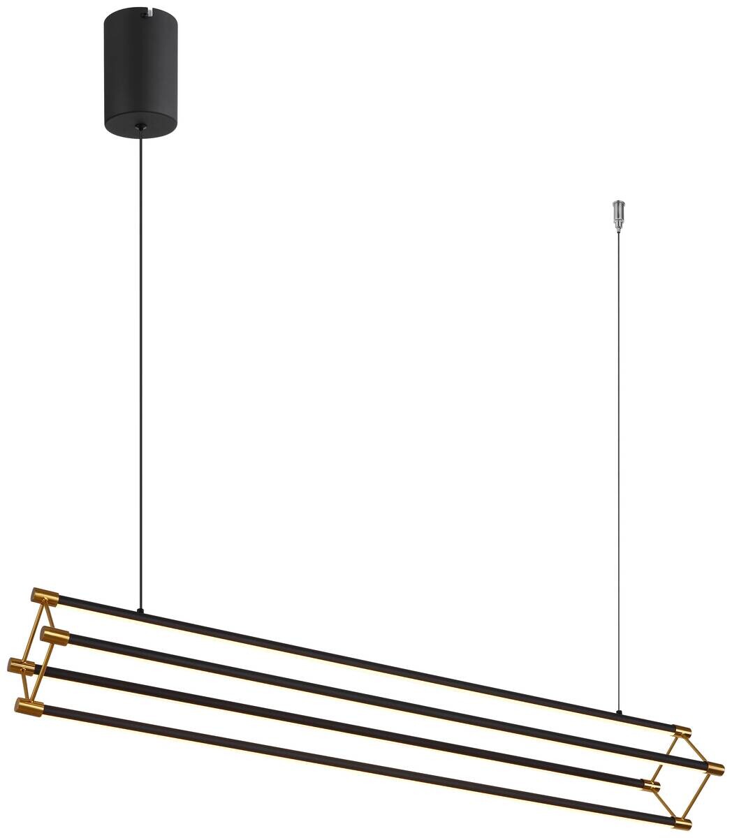 GLOBO LED-Pendelleuchte mattschwarz Opal gold Metall Kunststoff B/H/T: ca. 104x150x16,2 cm 1.0 Brennstellen