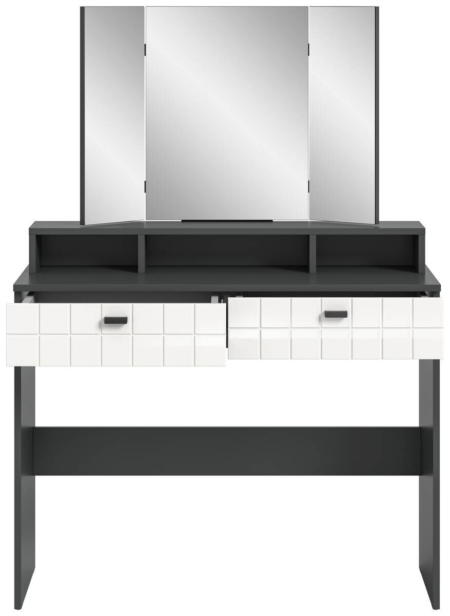 Schminktisch Monte anthrazit weiß Hochglanz B/H/T: ca. 100x142x42 cm
