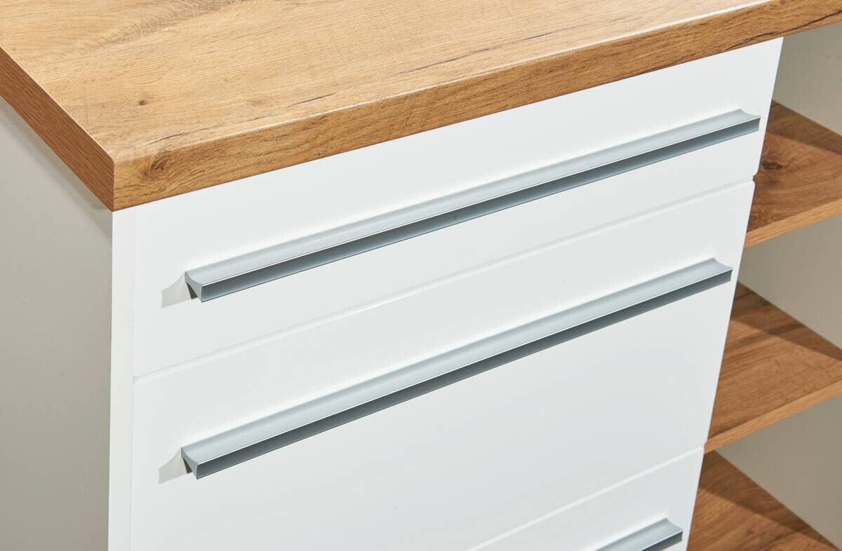 Respekta Inselküche Gabriel weiß Hochglanz