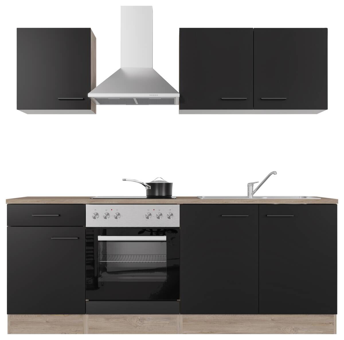 Küchenblock Capri schwarz matt B/H/T: ca. 210x200x60 cm