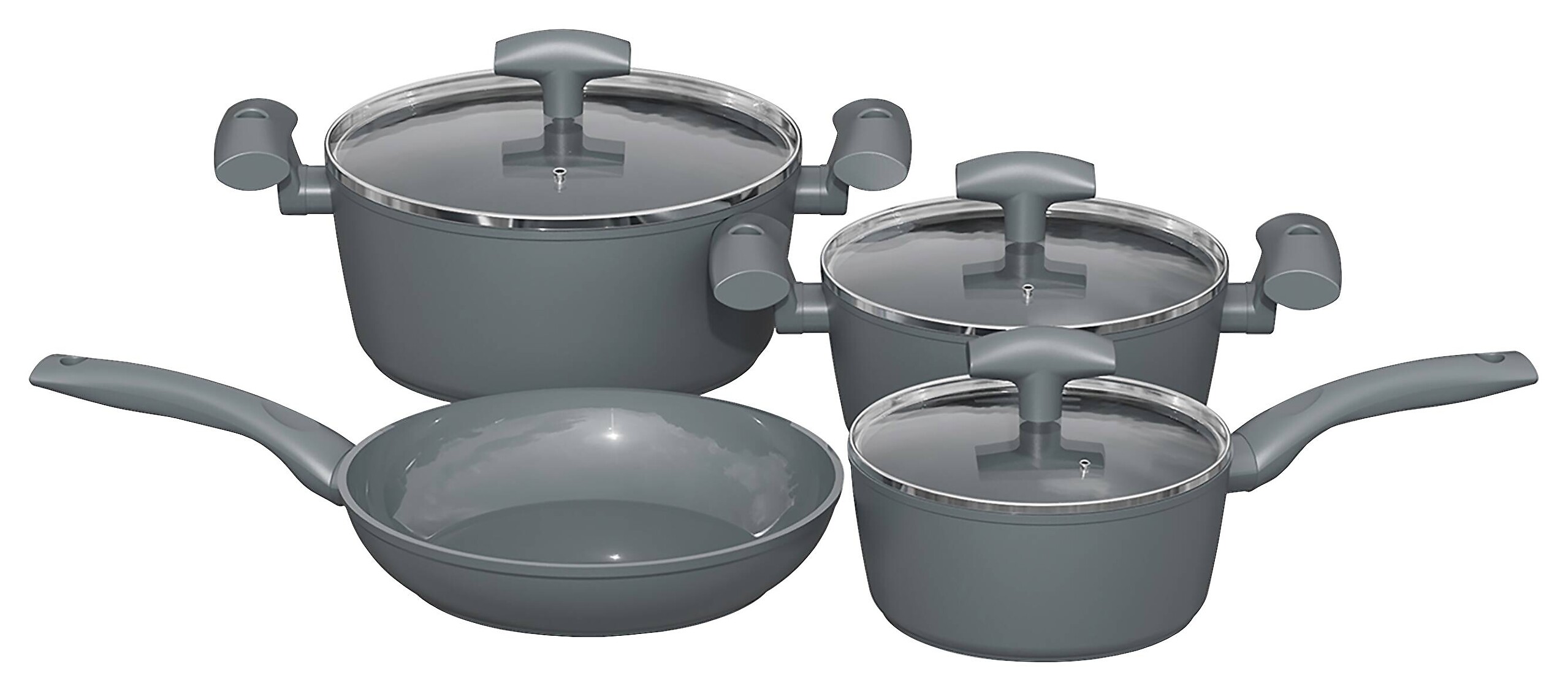 MICHELINO Topfset grau Aluminium 7 tlg.