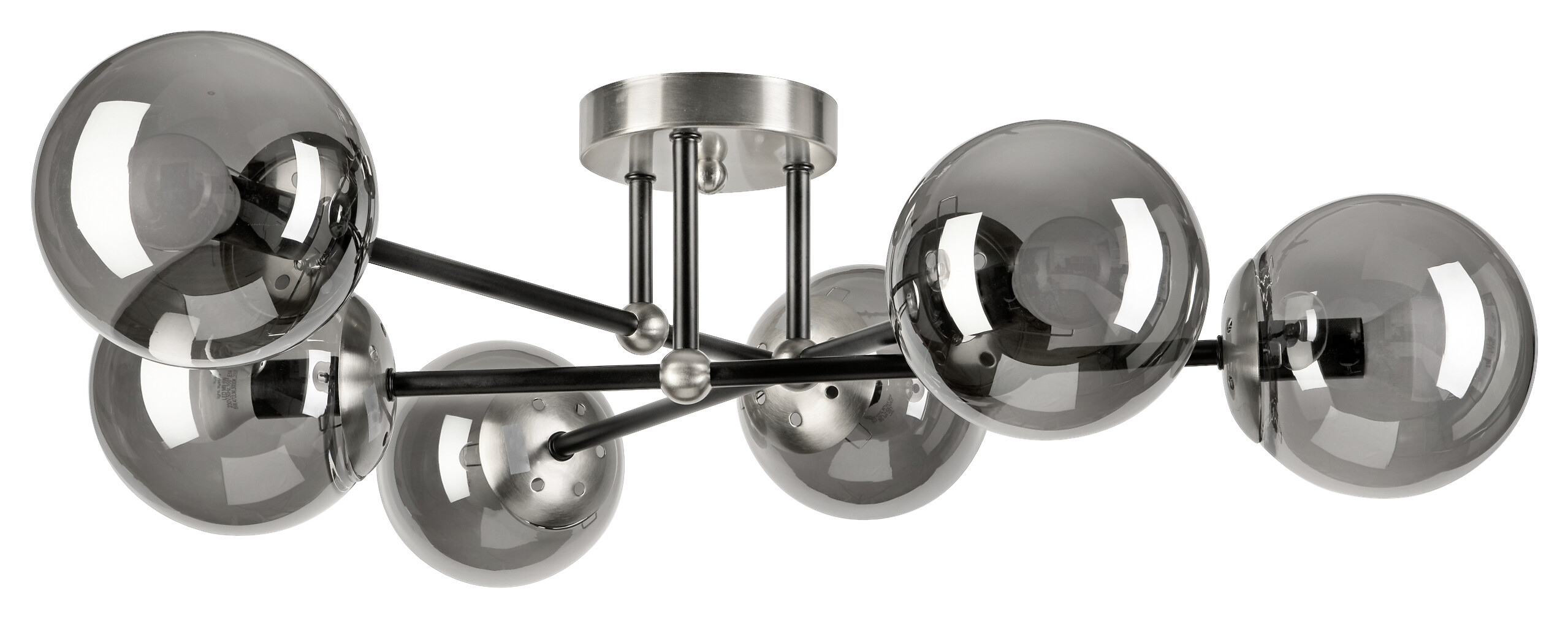 Lamkur Anbauleuchte Malena Chrom schwarz Glas Stahl B/H/L: ca. 64x20x64 cm E14 6 Brennstellen