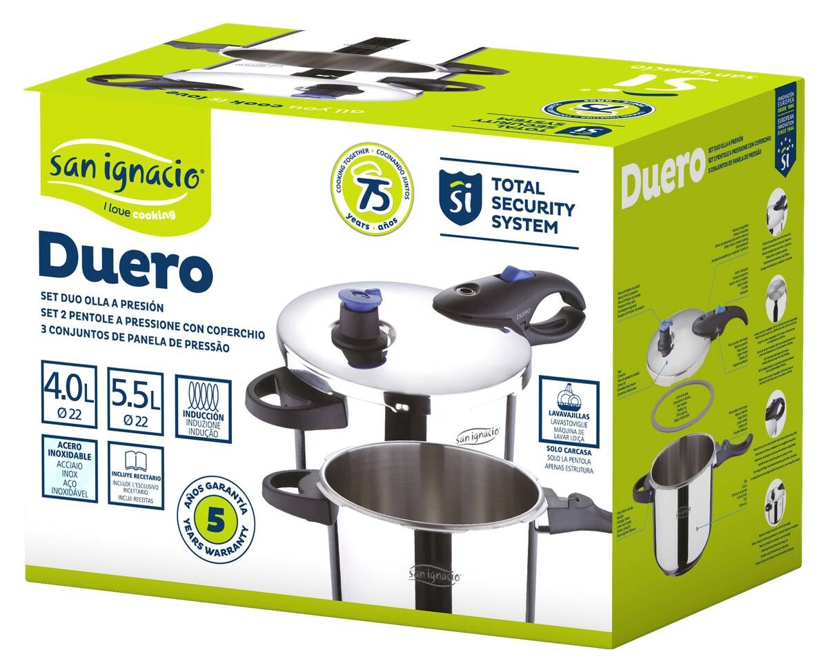 SAN IGNACIO Schnellkochtopfset Duero silber Edelstahl 2 tlg.