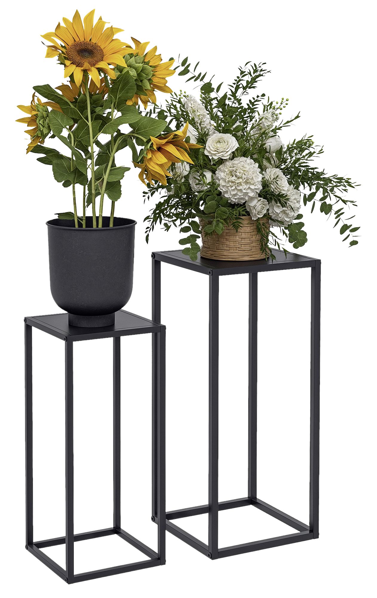 Outsunny Blumenständer schwarz Stahl B/H/L: ca. 31x65x31 cm