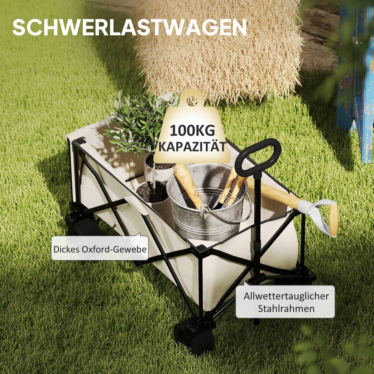 Outsunny Gartenwagen beige Polyester B/H/L: ca. 48x92x90 cm