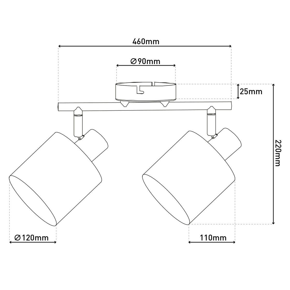 Näve Leuchten Spotleuchte 1386514 braun Textil Metall B/H/T: ca. 12x20,7x46 cm 2 Brennstellen