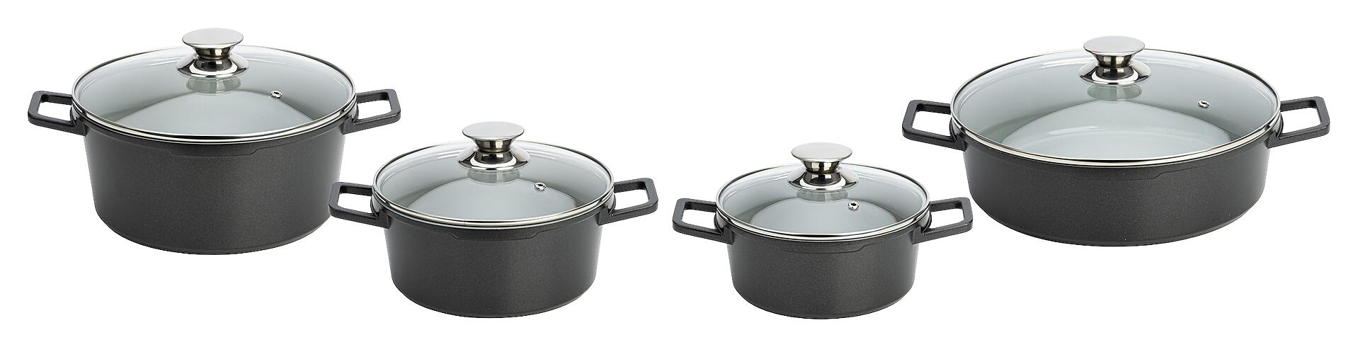 POCOline Topfset schwarz Aluminium 8 tlg.