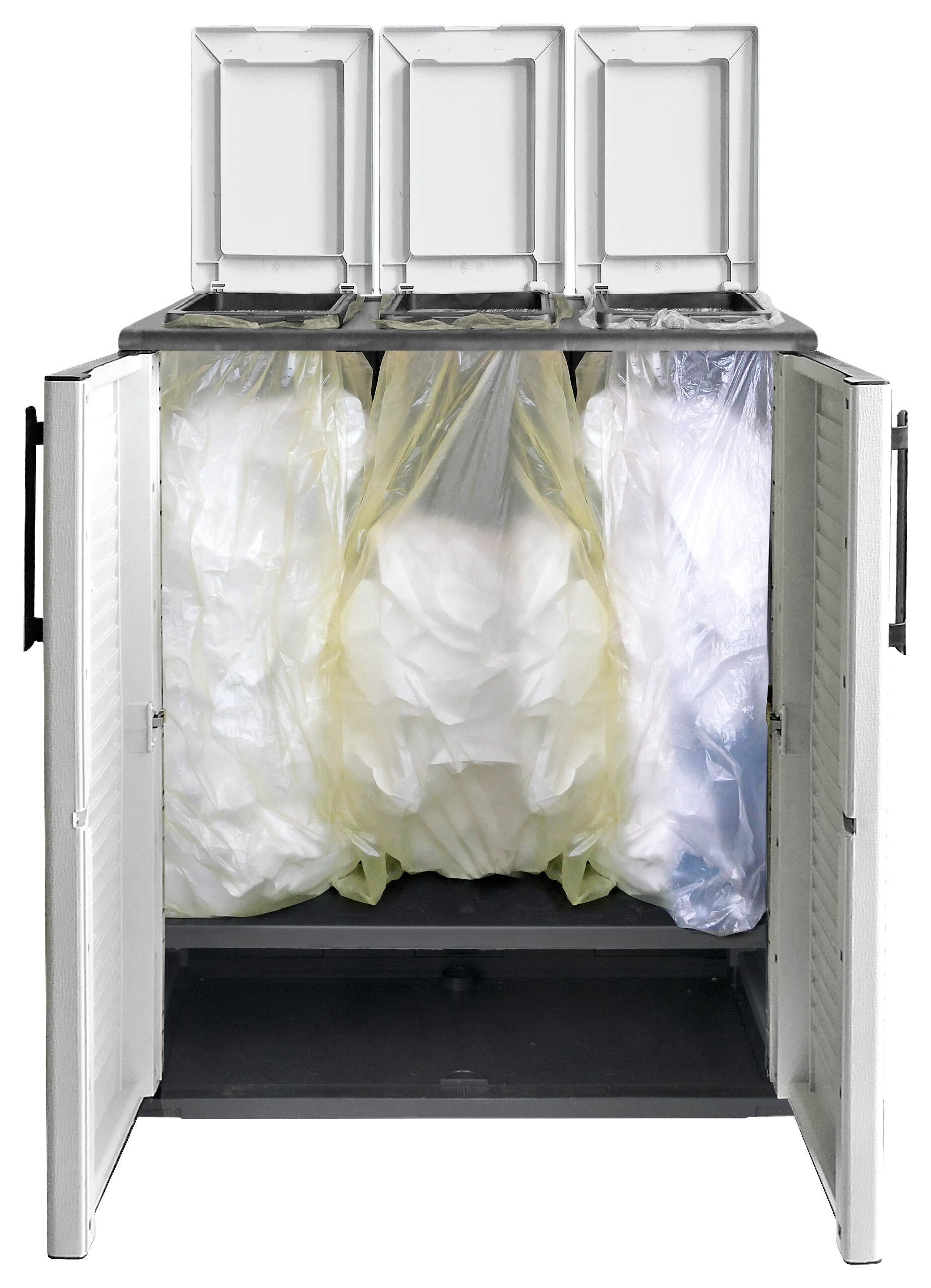 ArtPlast Mülltrennungsschrank Family hellgrau Kunststoff B/H/T: ca. 68x90x37 cm