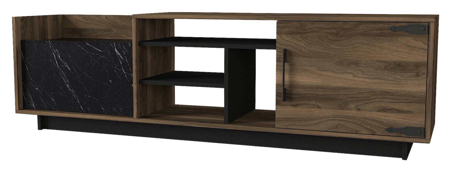 Wohnwand Siento walnuss Nachbildung Marmoroptik B/H/T: ca. 180x55x35 cm