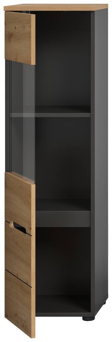 Vitrine Canu basaltgrau Nachbildung Artisan Oak Nachbildung B/H/T: ca. 36x125x33 cm