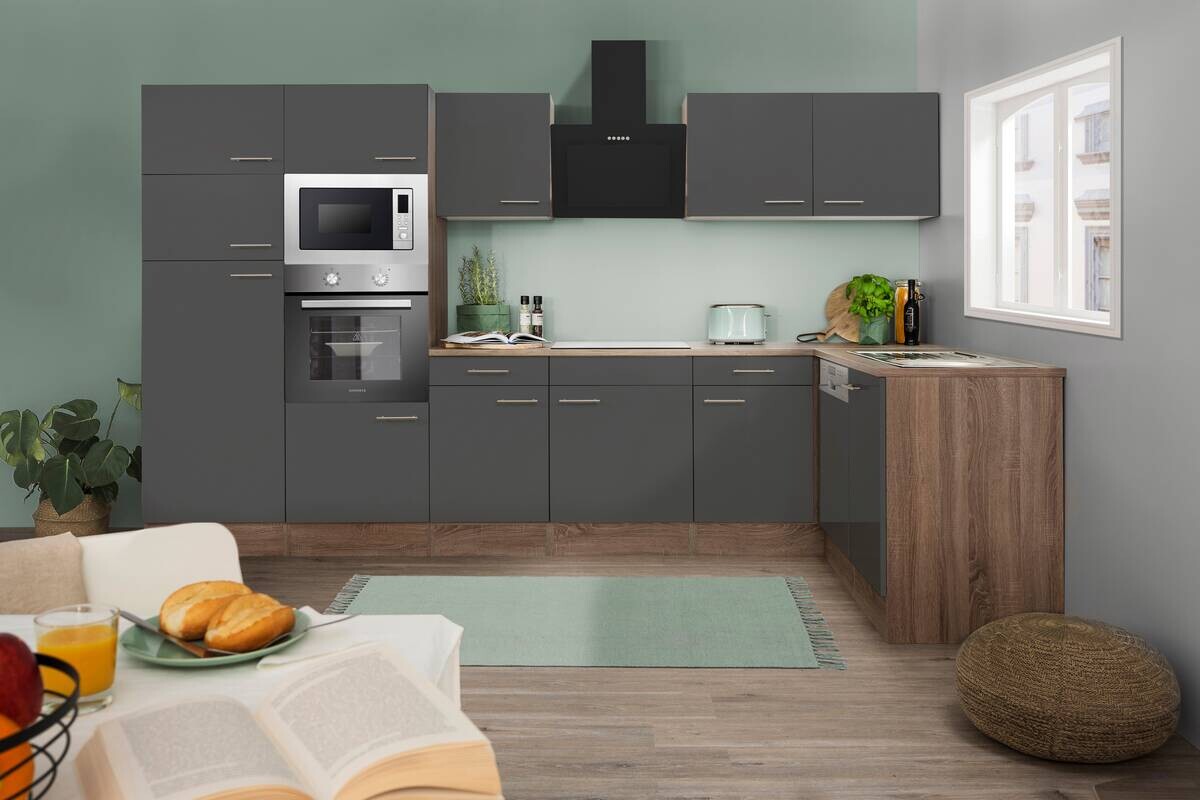 Respekta Winkelküche KBL340EYGMISGKE grau B/H/T: ca. 340x205x172 cm