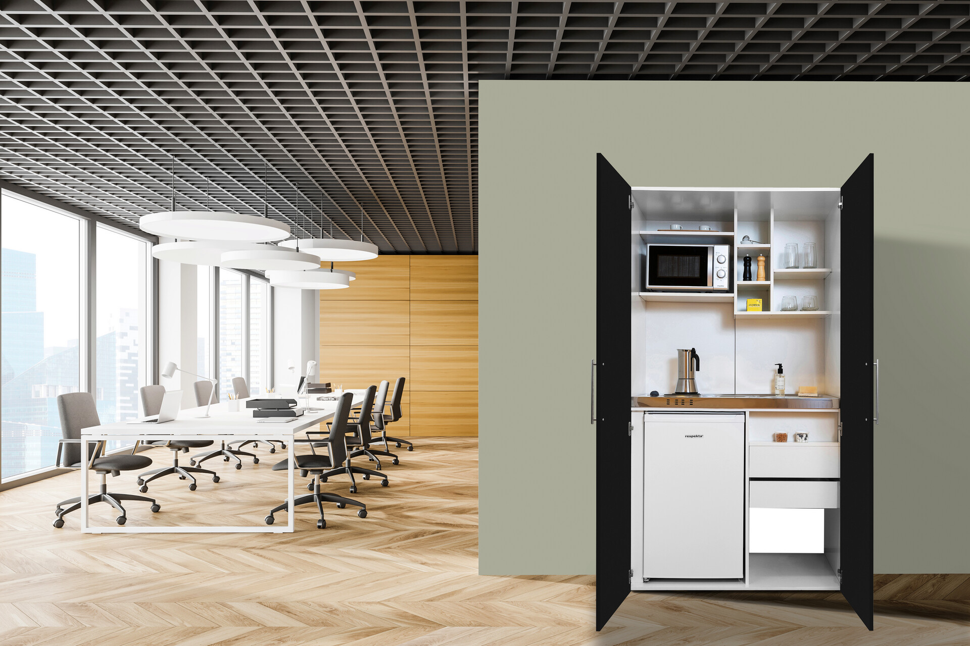 Respekta Schrankküche Economy schwarz matt B/H/T: ca. 104x193x67 cm