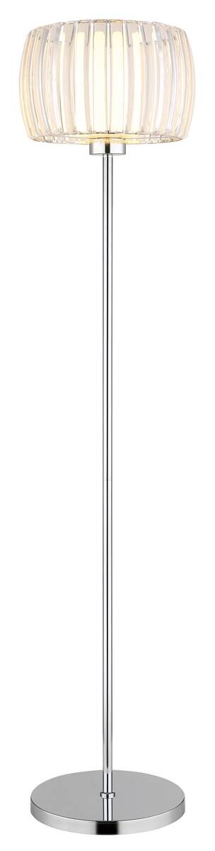 GLOBO Stehleuchte Chrom Opal schwarz Glas Textil Metall H/D: ca. 150x32,5 cm E27 1 Brennstellen