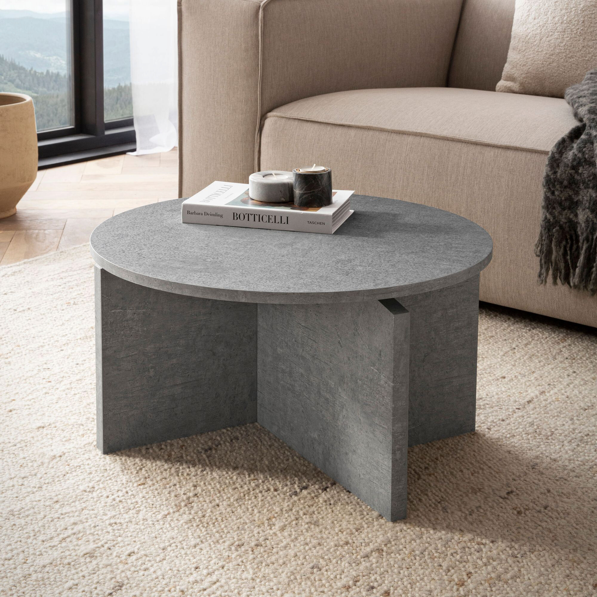 Wohnling Couchtisch Beton B/H/T: ca. 60x33x60 cm