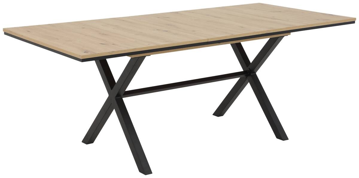 Esstisch KARINA Eiche Artisan Nachbildung schwarz pulverbeschichtet B/H/T: ca. 160x76x90 cm