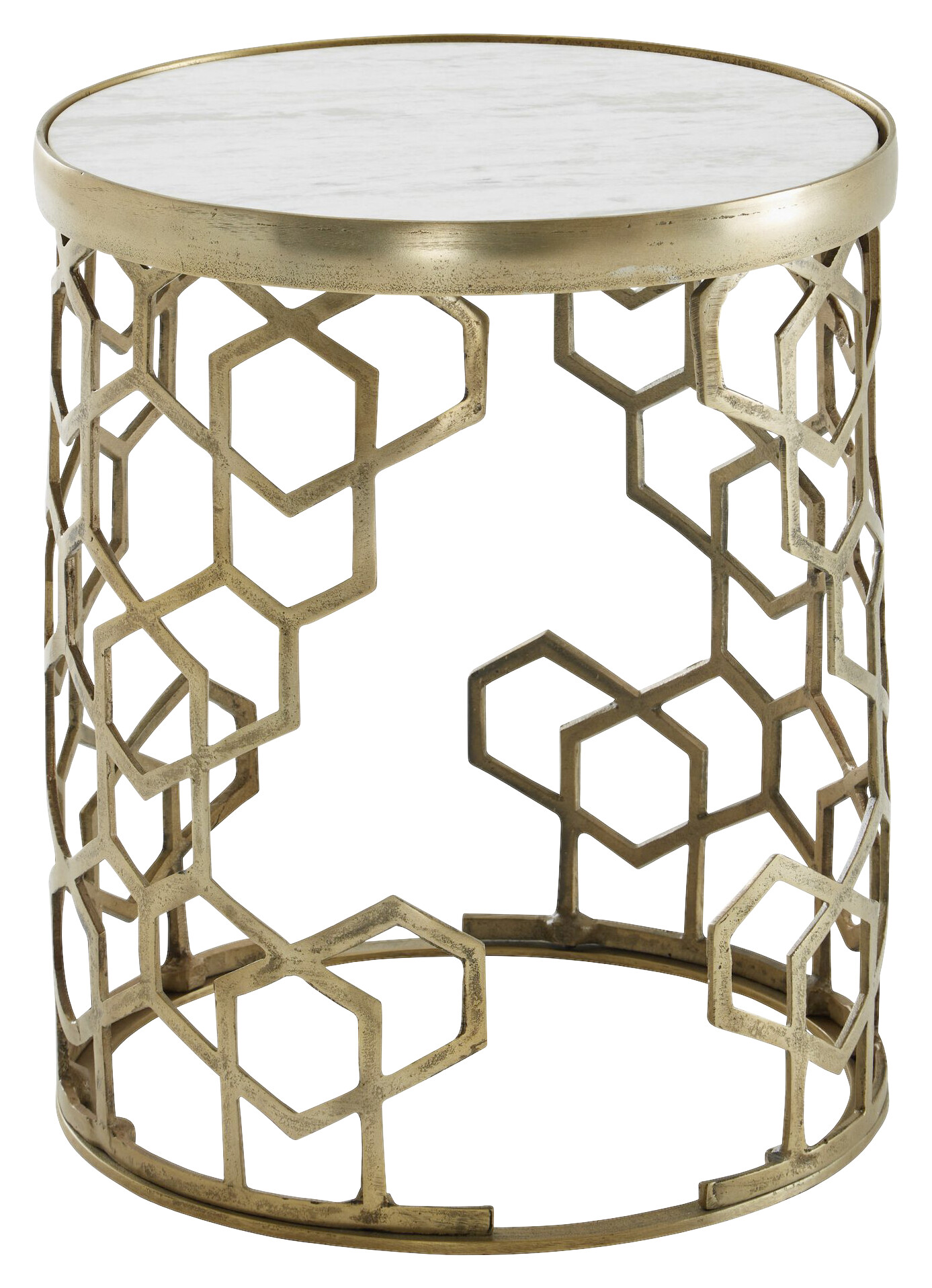 Beistelltisch gold Optik weiß Marmor Optik Aluminium Marmor B/H/T/D: ca. 46x46x55x44 cm