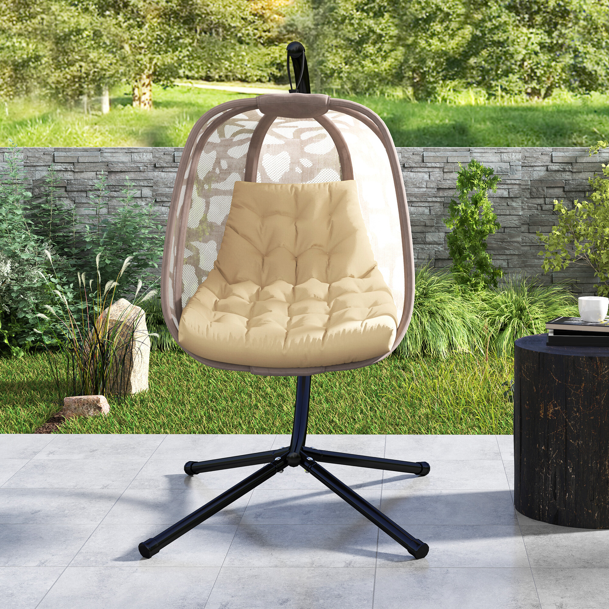 Outsunny Sitzkissen beige Schaumstoff B/H/L: ca. 100x8x120 cm