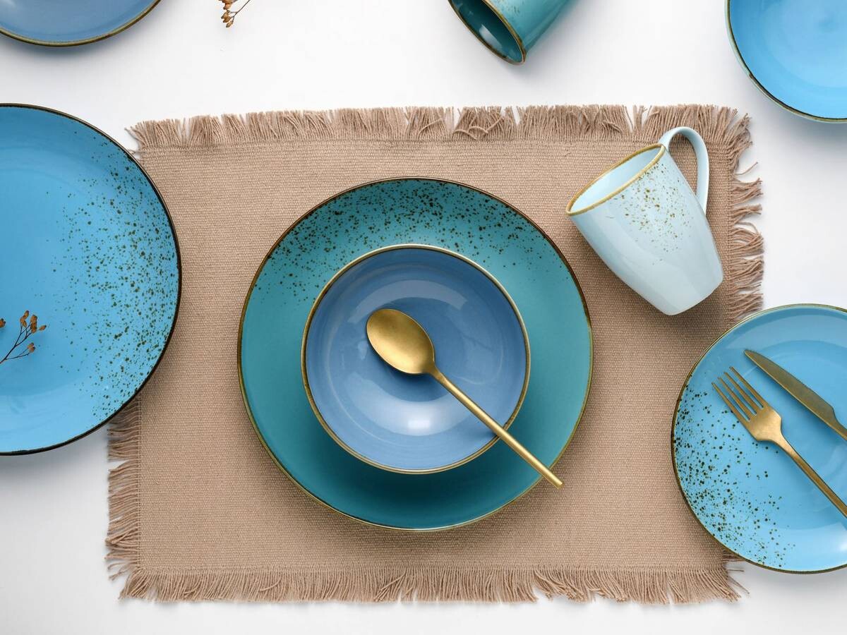 CreaTable Kombiservice Nature Collection Aqua blau Keramik 16 tlg.