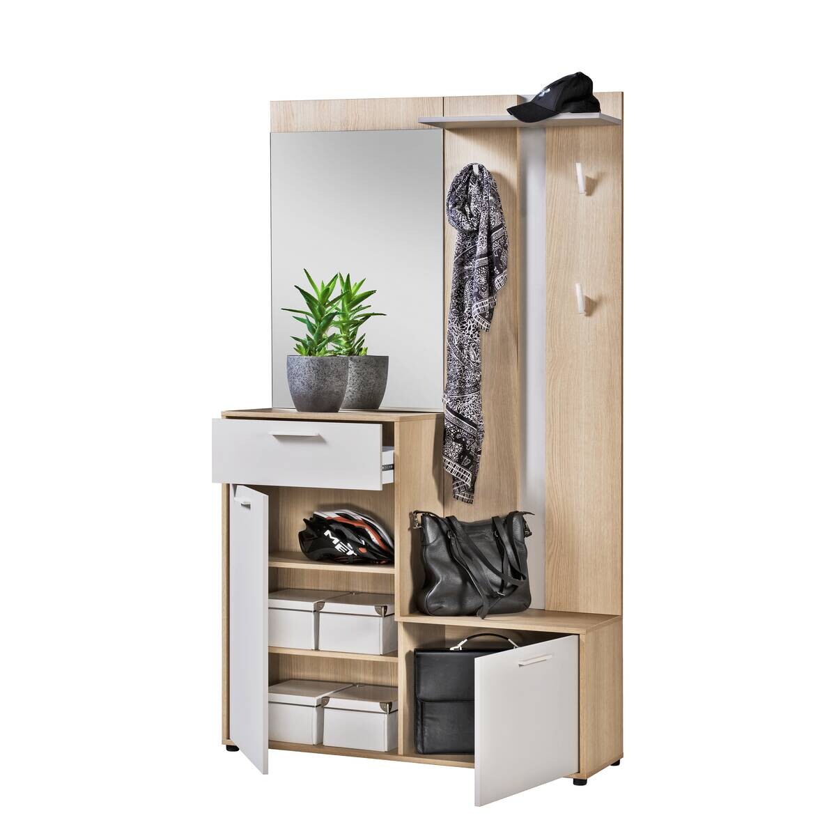 Kompaktgarderobe Borneo Eiche Nachbildung Eiche Kaschmirgrau Nachbildung B/H/T: ca. 112x197x35 cm