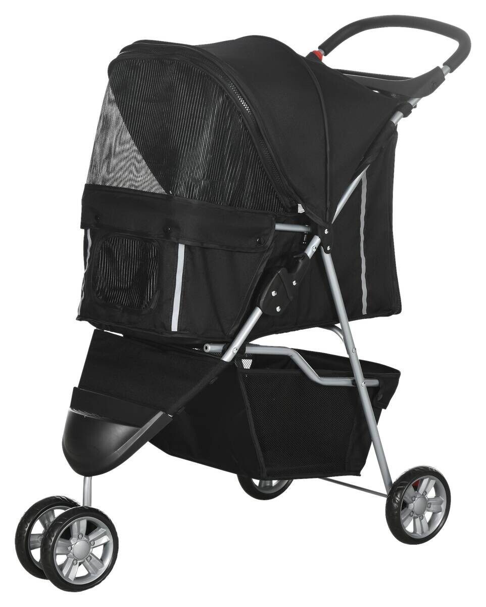 PawHut Hundebuggy schwarz Stahl B/H/L: ca. 45x97x75 cm