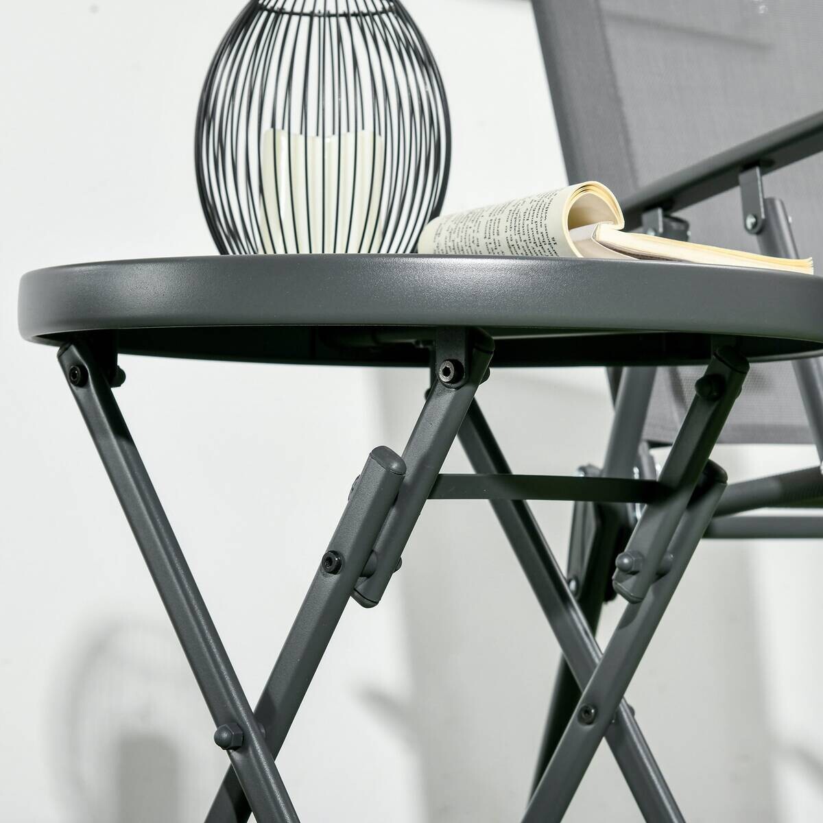 Outsunny Garten-Beistelltisch schwarz Metall B/H/L: ca. 45x50x45 cm