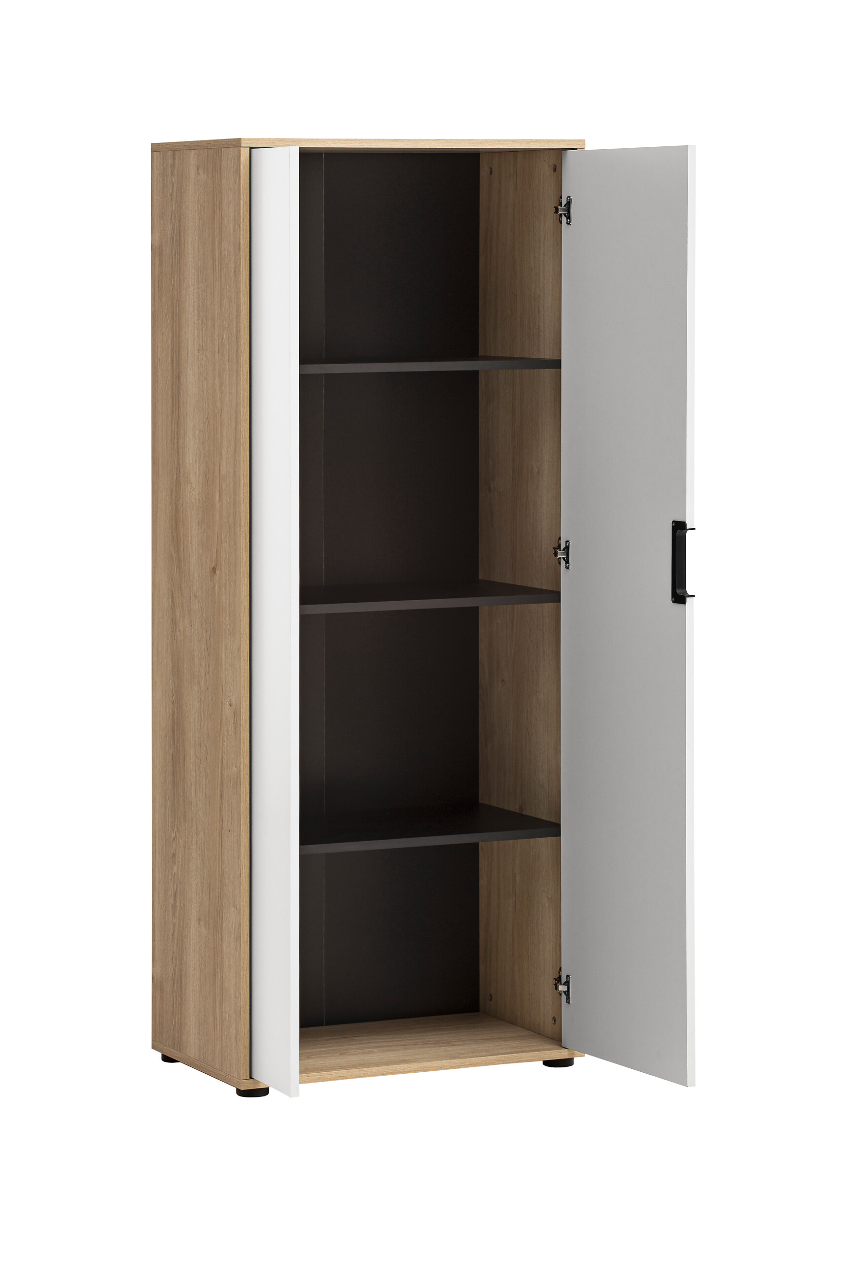 Aktenschrank Emmik weiß matt Eiche Eiche weiß Nachbildung B/H/T: ca. 65,1x163,6x41 cm