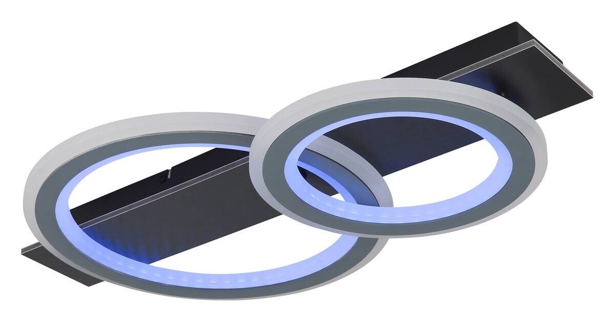 GLOBO LED-Deckenleuchte grau mattschwarz Opal Kunststoff Acryl Metall B/H/L: ca. 37x8x63 cm 1 Brennstellen