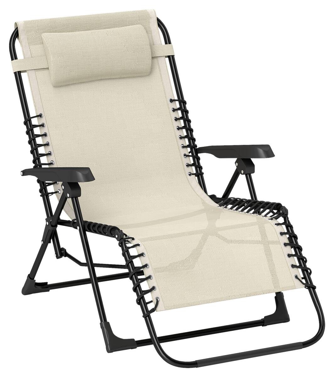 Outsunny Sonnenliege beige Netzstoff B/H/L: ca. 65x112x90 cm