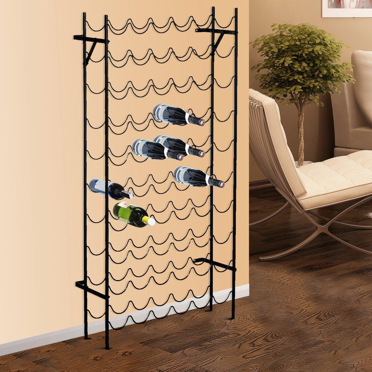 HOMCOM Weinregal schwarz Metall B/H/T: ca. 63x118x20,5 cm