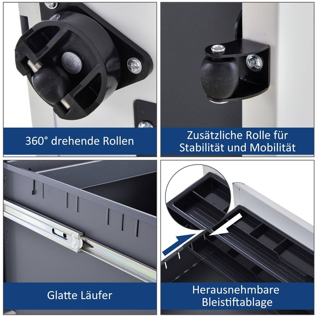 Rollcontainer 924-006WT weiß B/H/T: ca. 39x59x48 cm