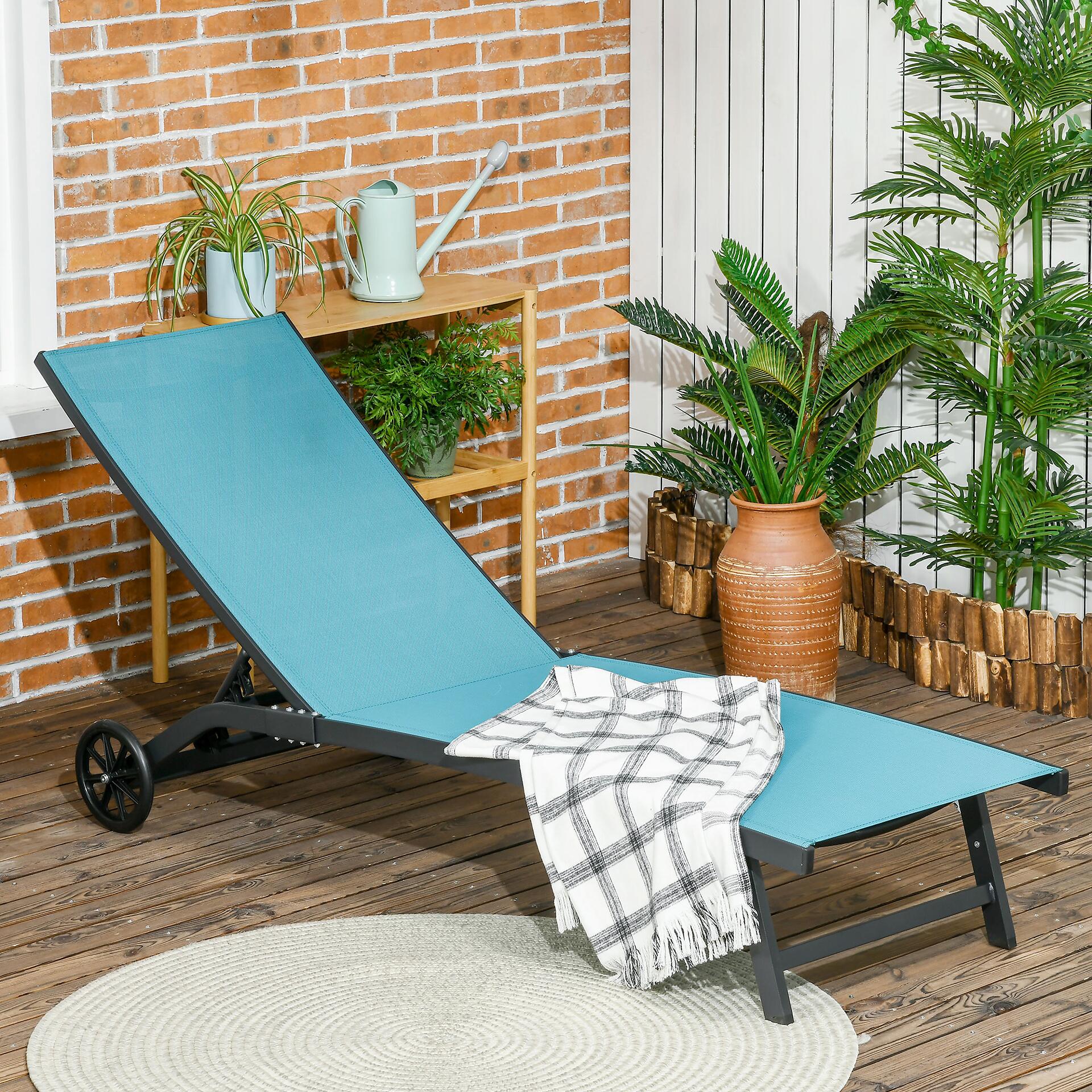 Outsunny Sonnenliege blau Aluminium B/H/L: ca. 165x102x66 cm