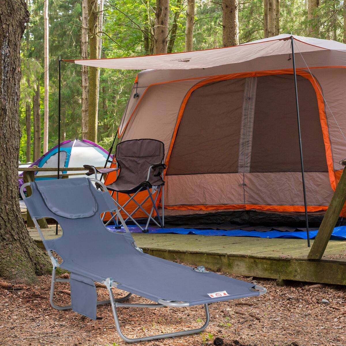 Outsunny Sonnenliege grau Polyester B/H/L: ca. 55x29x185 cm