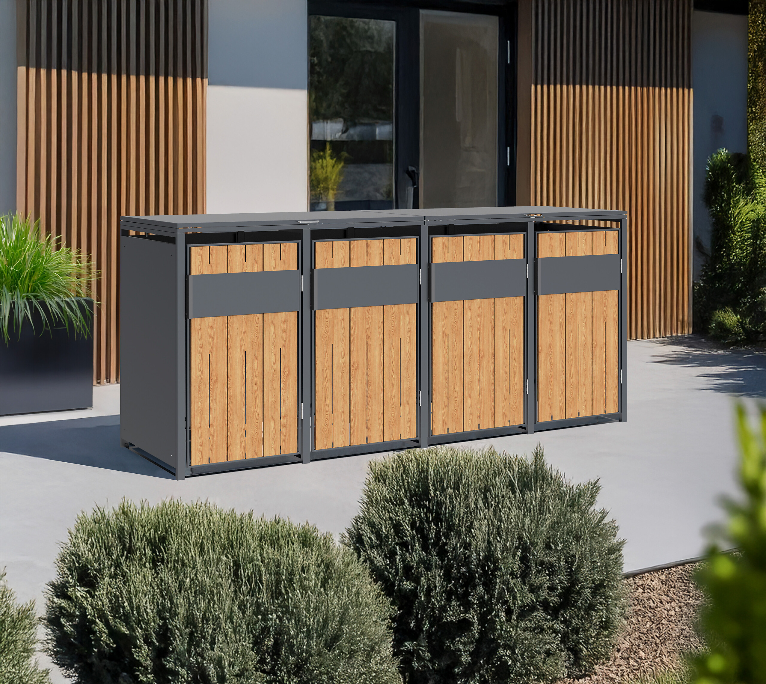 Westmann Mülltonnenbox Varius Holzoptik B/H/L: ca. 265x116x80 cm