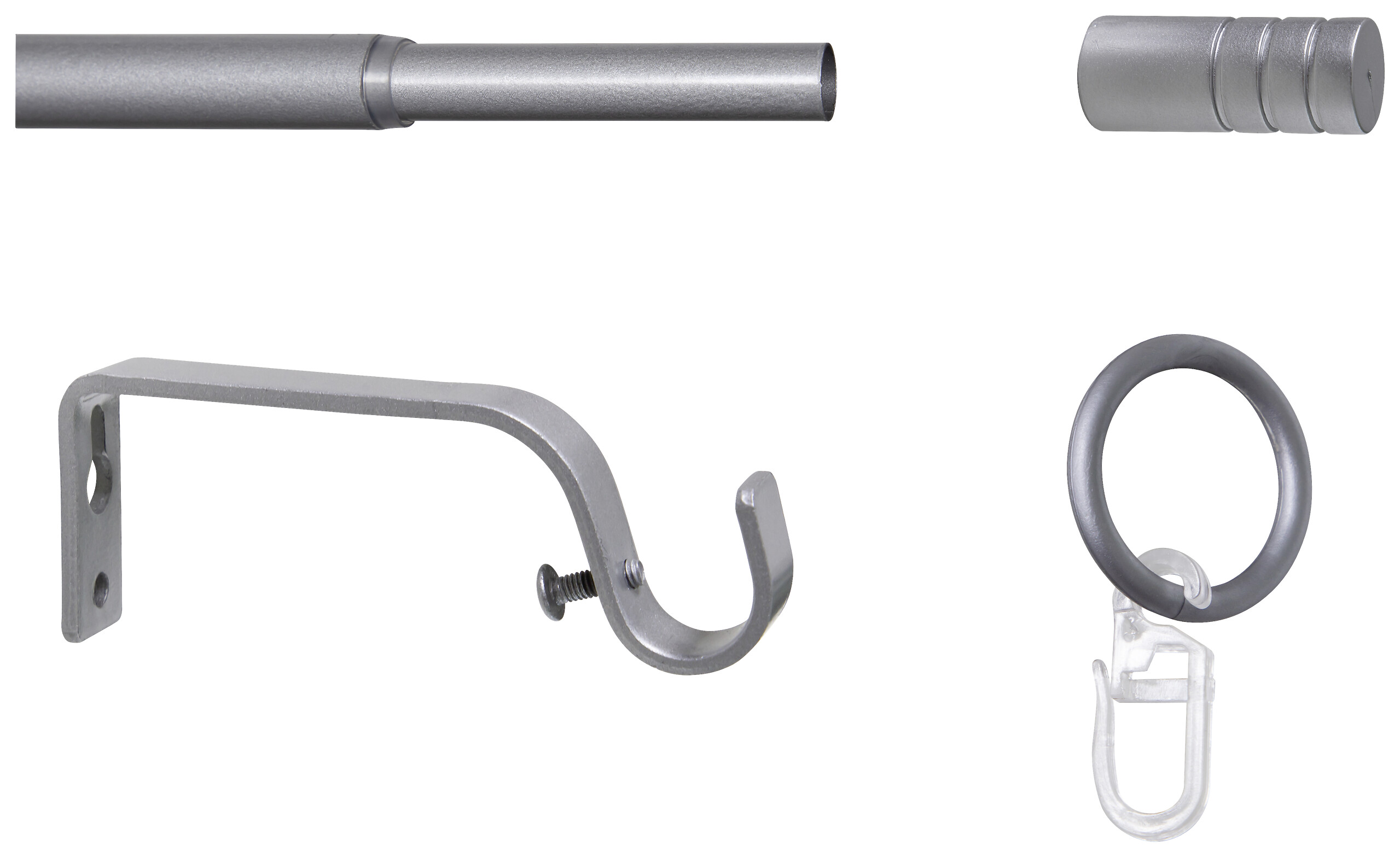 Gardinenstange silber Metall ausziehbar von ca. 120 bis 210 cm 1.0 Läufe