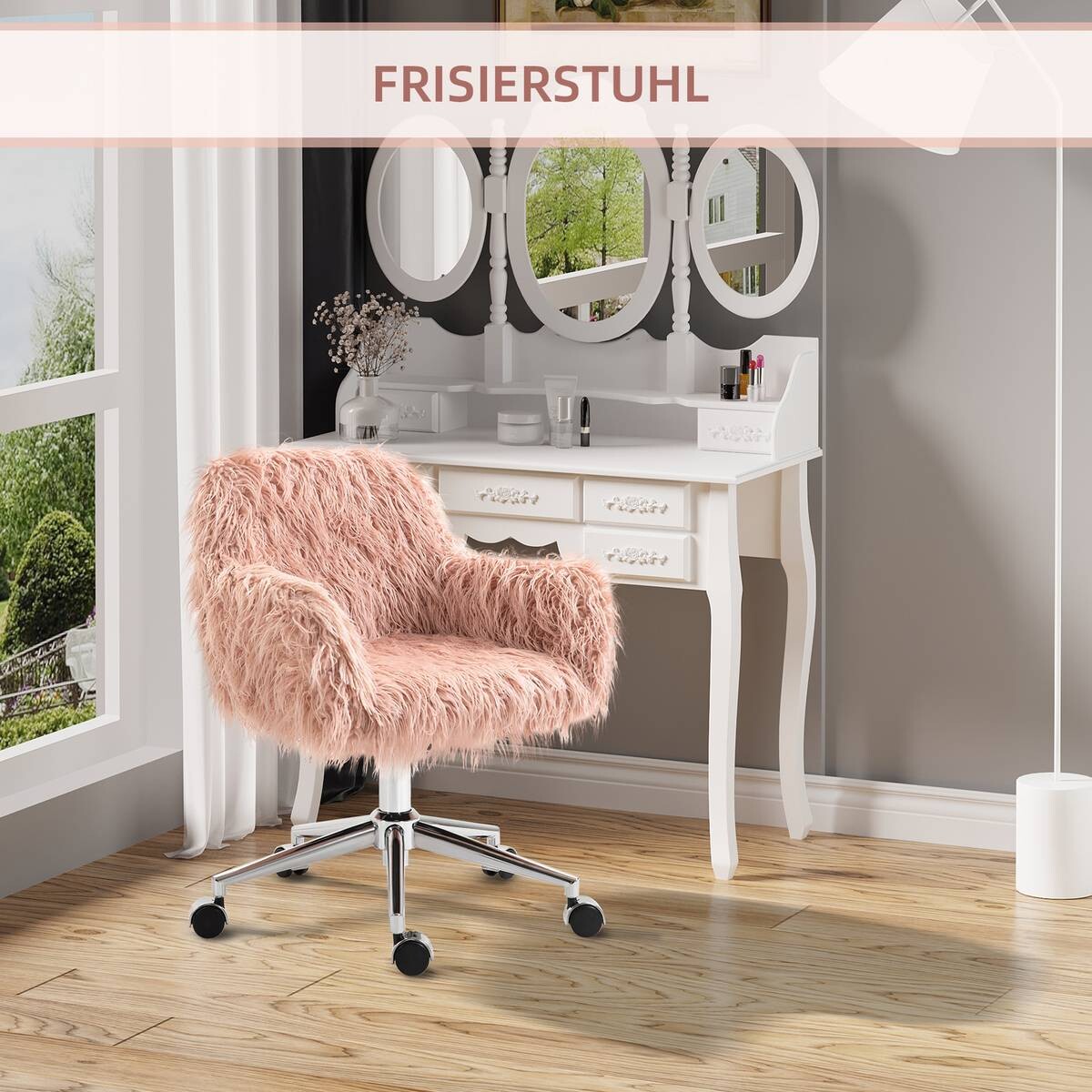 Drehstuhl 921-548PK rosa silber