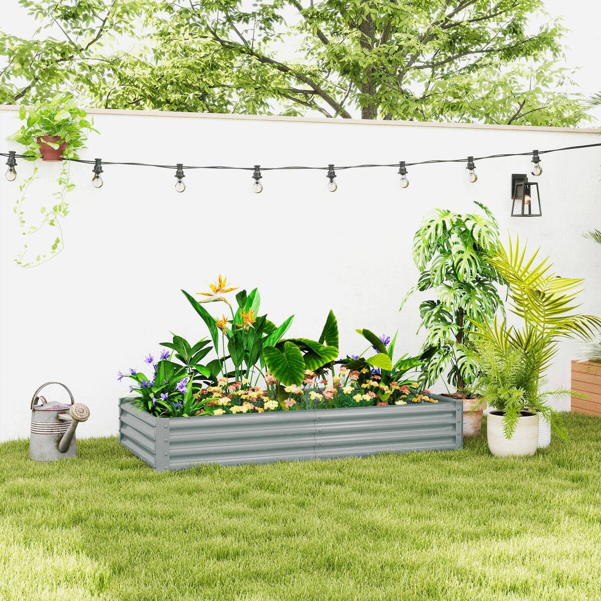 Outsunny Hochbeet silber Stahl B/H/L: ca. 90x30x180 cm