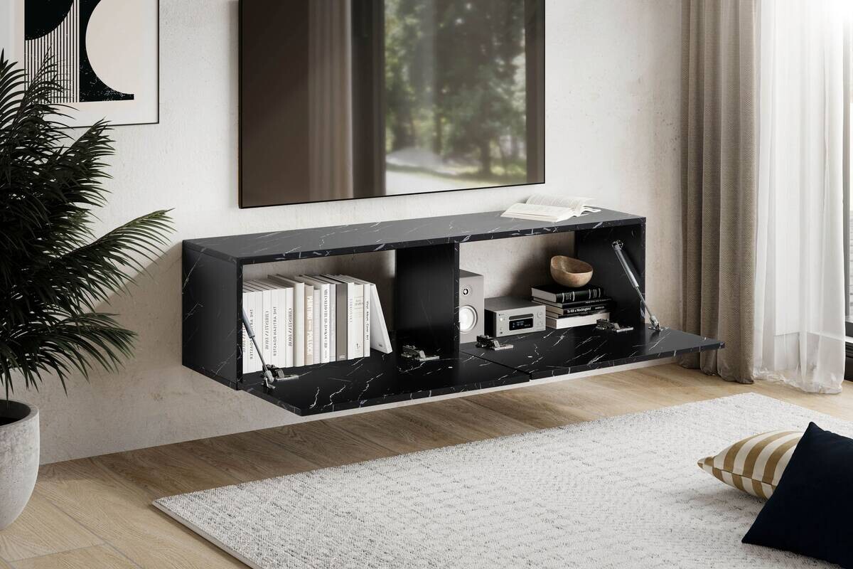 Lowboard schwarz Marmor Optik B/H/T: ca. 120x30x30 cm