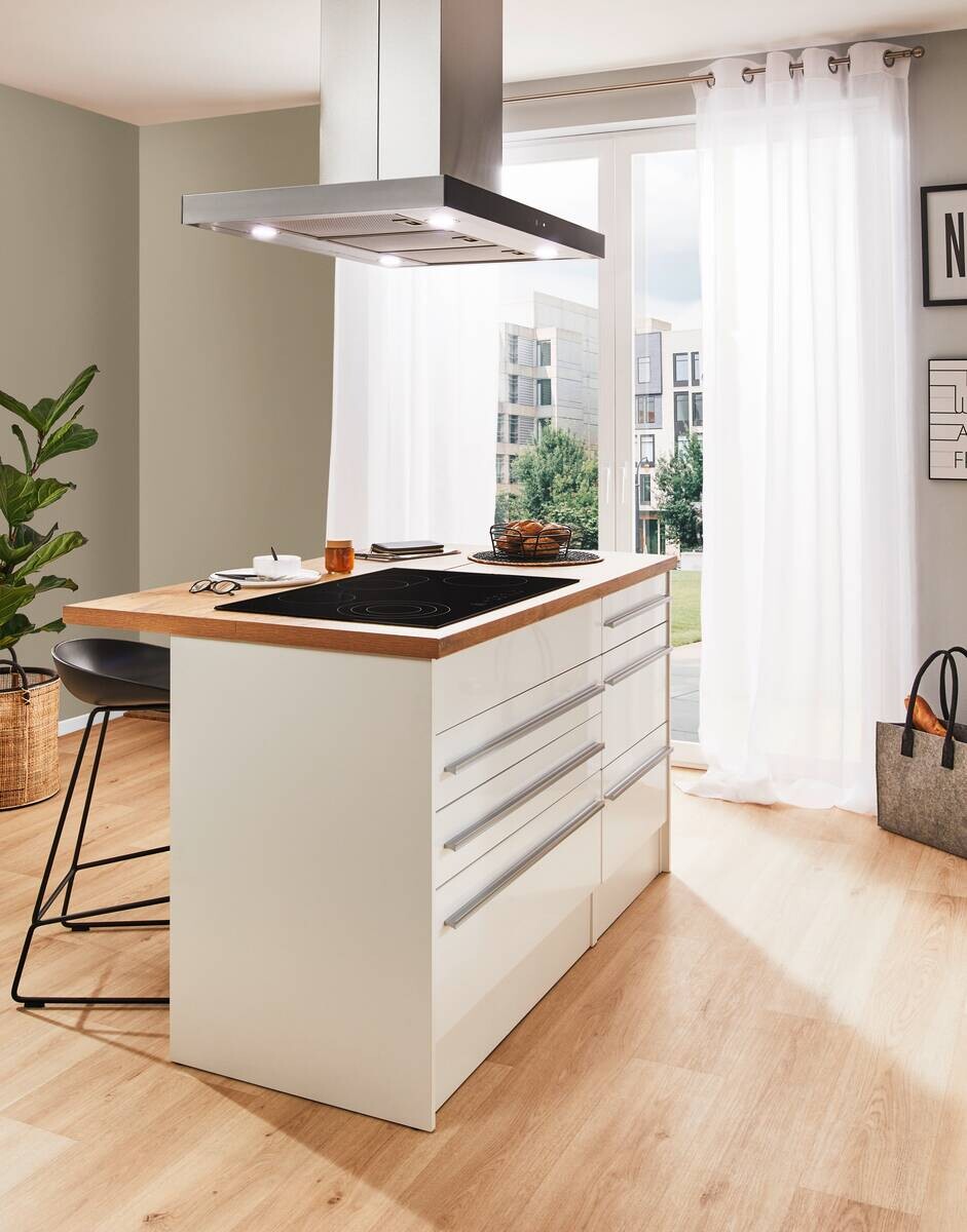 Respekta Inselküche Gabriel weiß Hochglanz B/H/T: ca. 320x200x60 cm