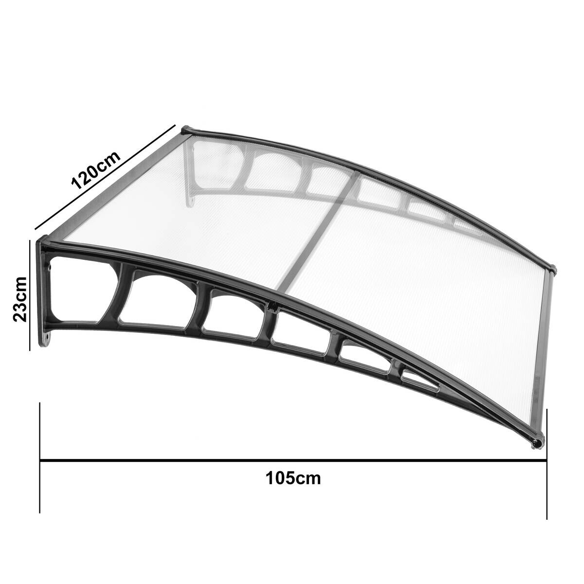 Brosplast Vordach schwarz B/H/L: ca. 120x23x105 cm