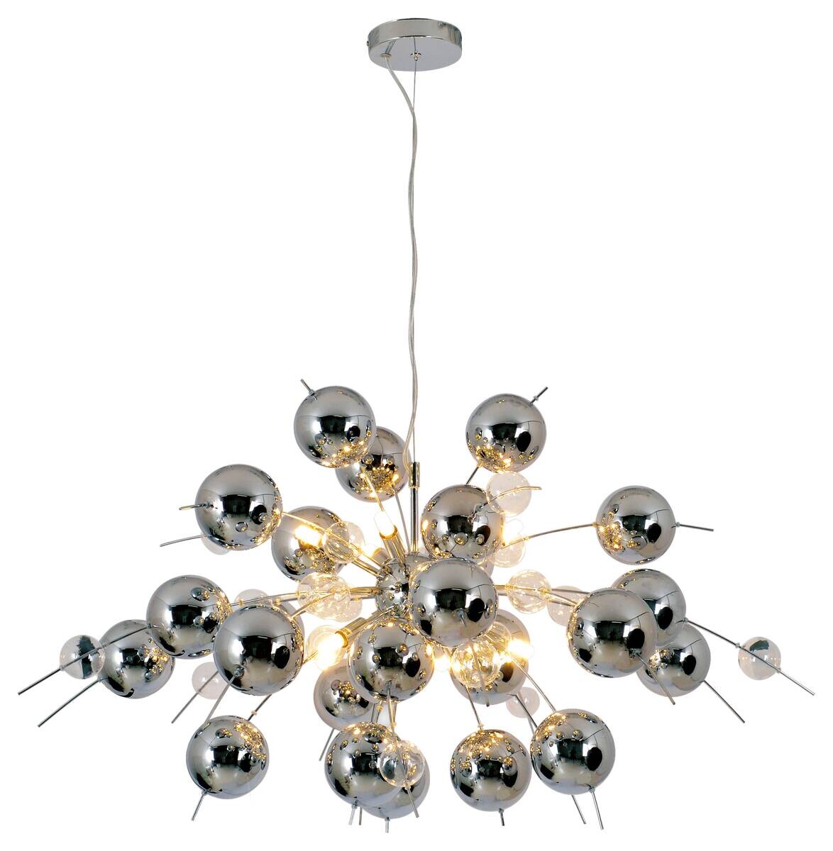 Näve Leuchten Pendelleuchte Chrom Glas Metall B/H/T/D: ca. 98x187x98x98 cm G9 10 Brennstellen