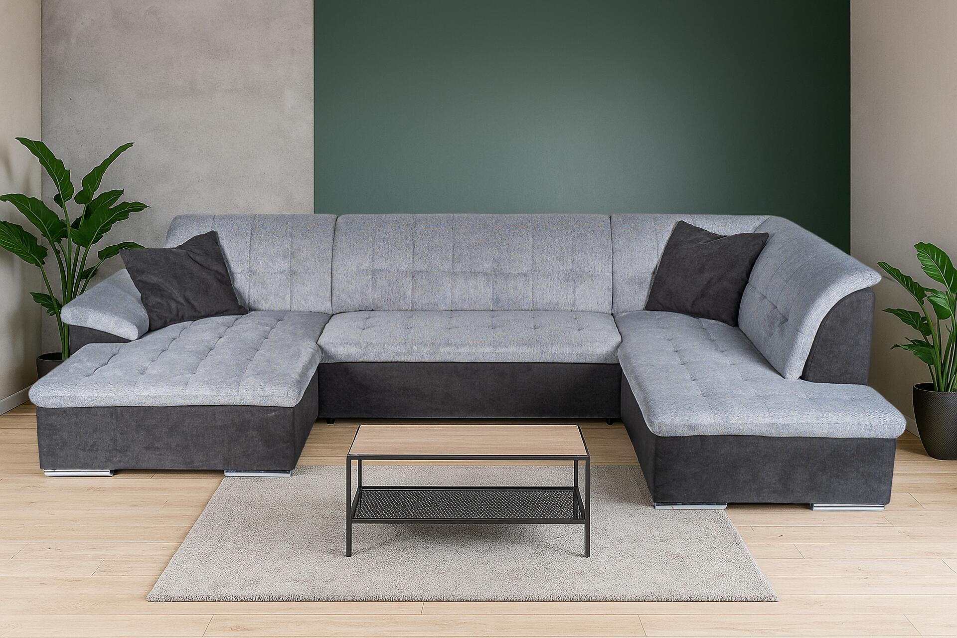 Wohnlandschaft Monica schwarz grau Flachgewebe B/H/T: ca. 348x87x198 cm Wohnlandschaft Monica schwarz grau Flachgewebe B/H/T: ca. 348x87x198 cm