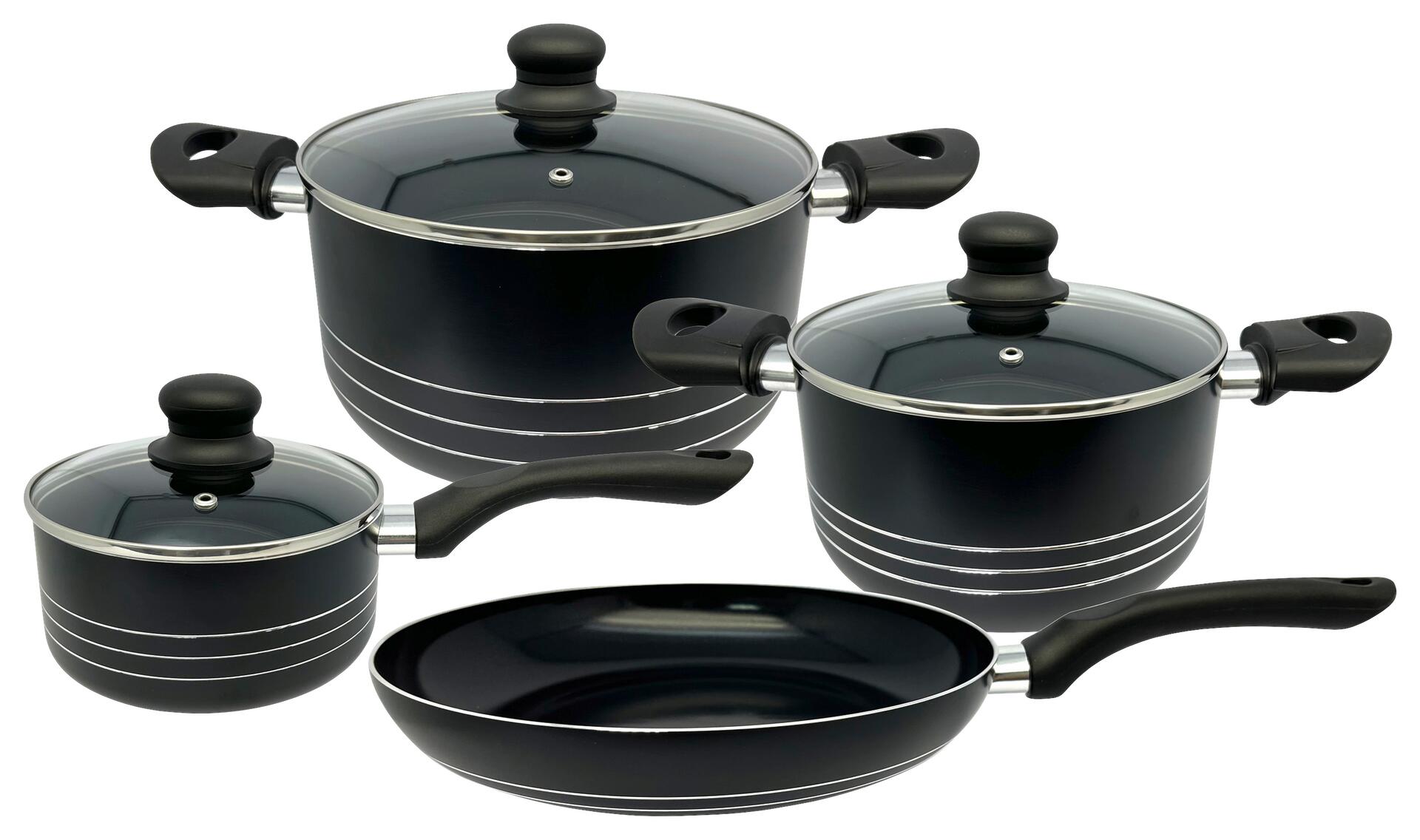 POCOline Topfset schwarz Aluminium 7 tlg.