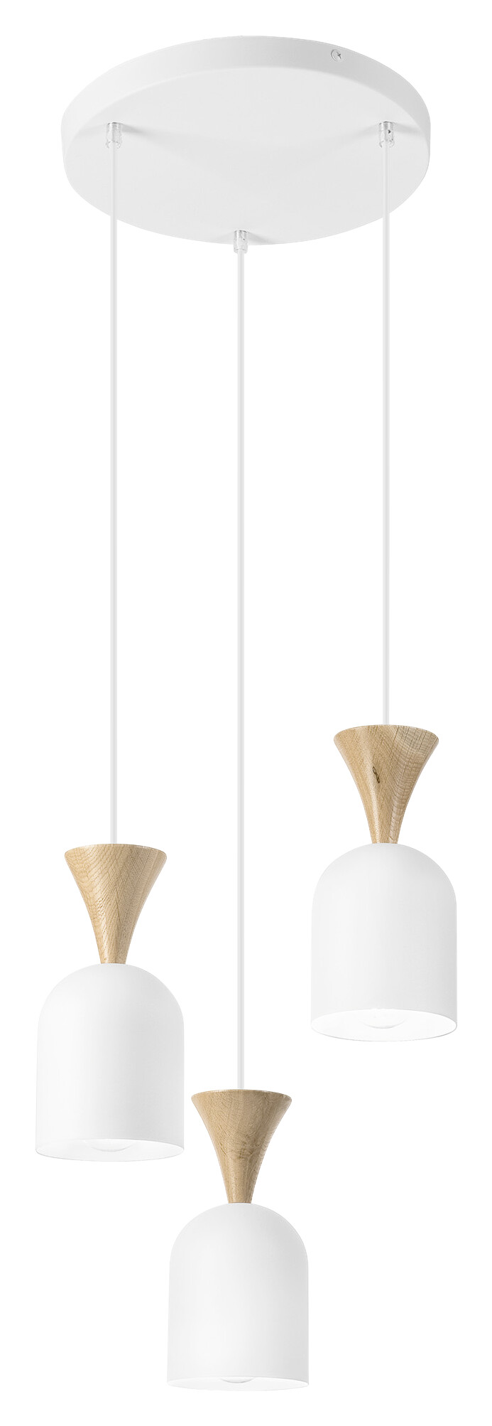 Lamkur Hängeleuchte Eiche weiß Stahl Holz B/H/L: ca. 34x100x34 cm E27 3 Brennstellen