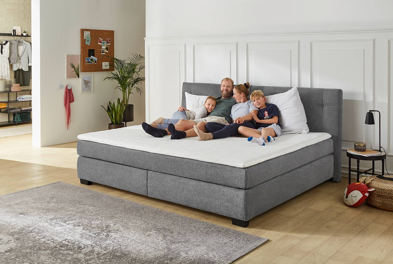 Familienbett  grau dunkel Microfaser Liegefläche B/L: ca. 240x200 cm