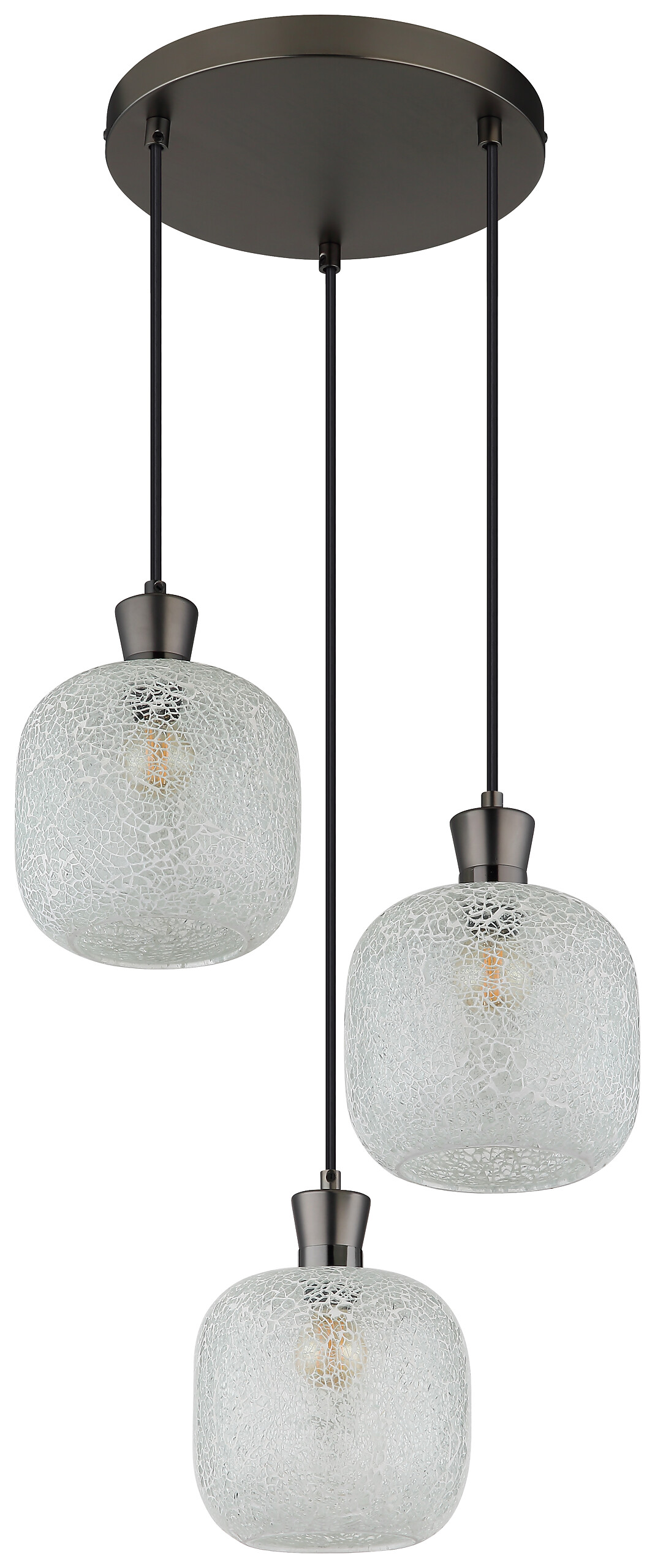 GLOBO Hängeleuchte schwarz Chrom Glas Metall B/H/L: ca. 21x37x37 cm E14 3 Brennstellen